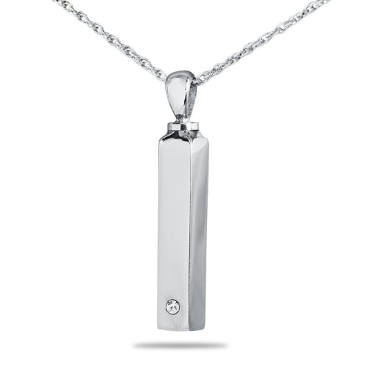 Steel Bar Crystal Keepsake Necklace